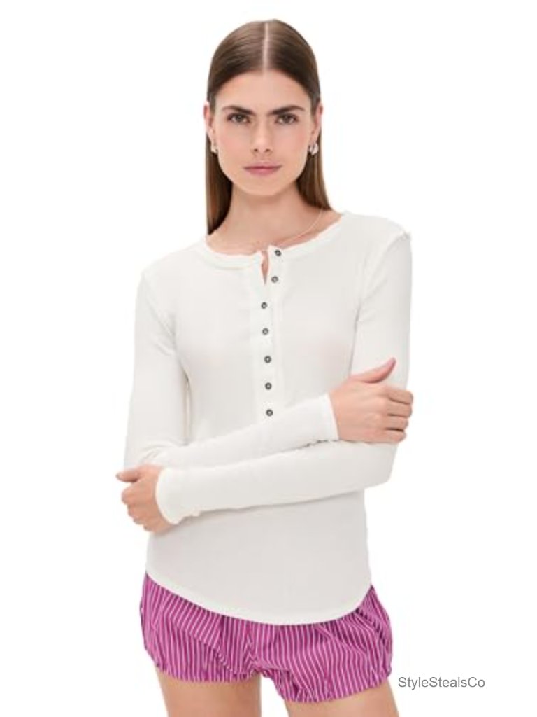 Free People Jamie Henley - Cotton Blend Long Sleeve Tee